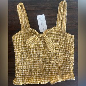 NWT! Sienna Sky Yellow & White Smocked Crop Top